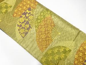 流水に扇散らし・花唐草模様織出し袋帯